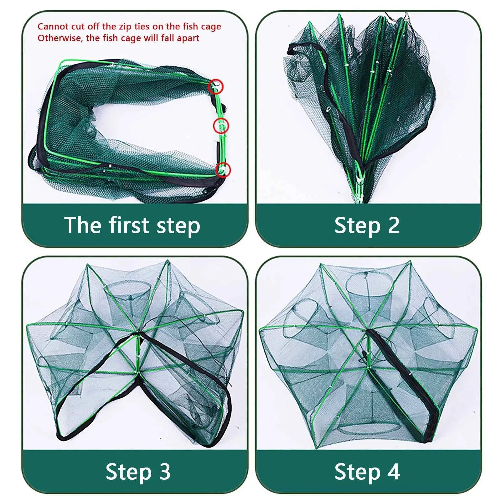 Folding lobster cage 2025  fish shrimp crayfish crab fishing net nylon material