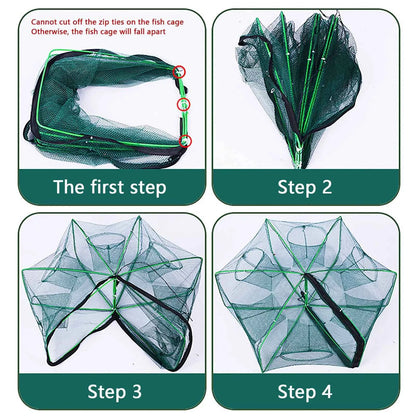Folding lobster cage 2025  fish shrimp crayfish crab fishing net nylon material