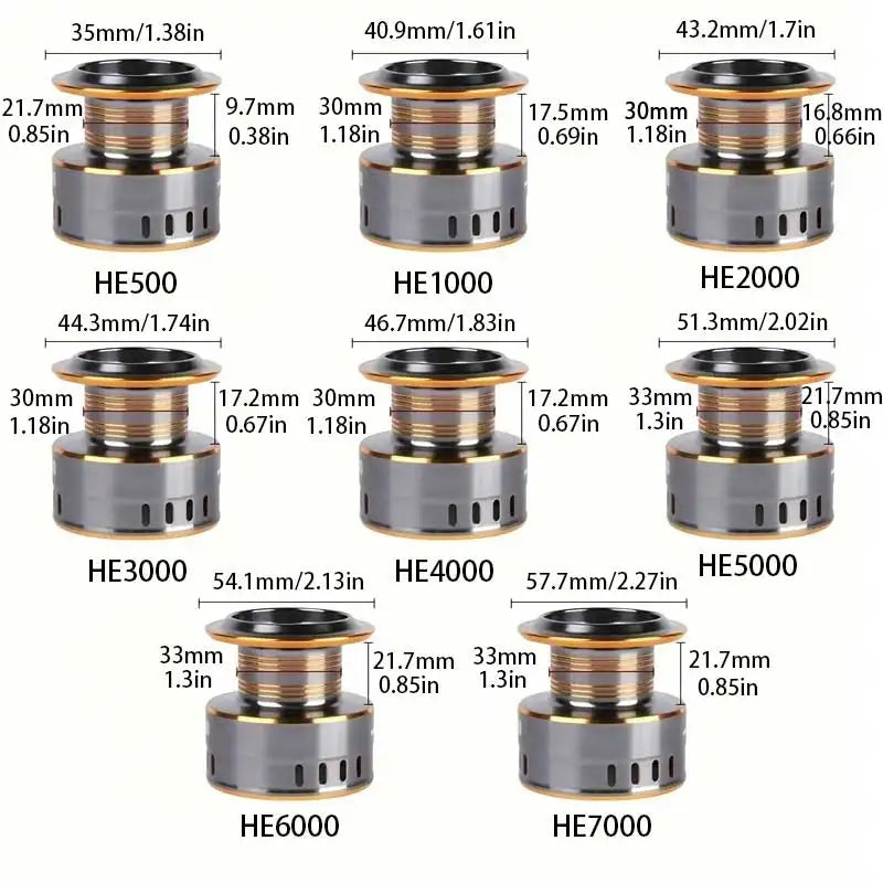 1 Piece Two-Hand Rotating Fishing Reel, He1000-7000 Series, 5.2:1 Gear Ratio, 22.05lb Extraction,  Aluminum Alloy Body, Left/Right Hands