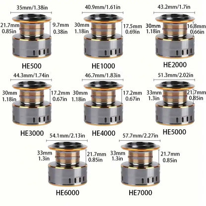 1 Piece Two-Hand Rotating Fishing Reel, He1000-7000 Series, 5.2:1 Gear Ratio, 22.05lb Extraction,  Aluminum Alloy Body, Left/Right Hands