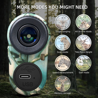 REVASRI 6x 1000M Laser Rangefinder for Hunting,  with Horizontal Vertical distance Speed and Scan Modes