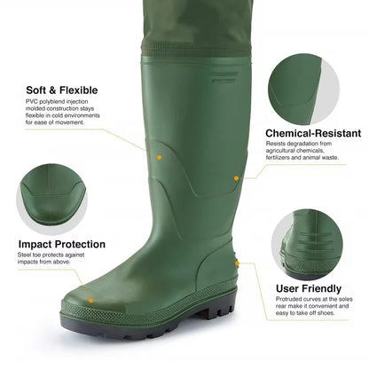 Waterproof Fishing Waders  Chest-Length  With Boots Durable Breathable Overalls Kit for Men Women Outdoor Raft Hunting