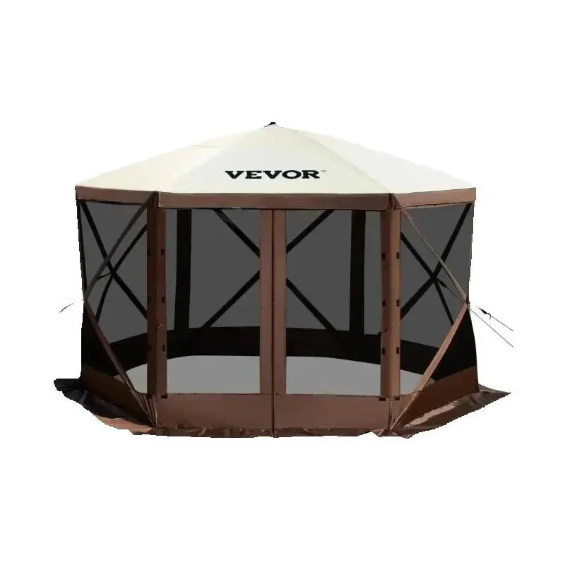 SucceBuy Pop-up Camping Gazebo Camping Canopy Shelter 6 Sided 12' x 12' / 10' x 10'