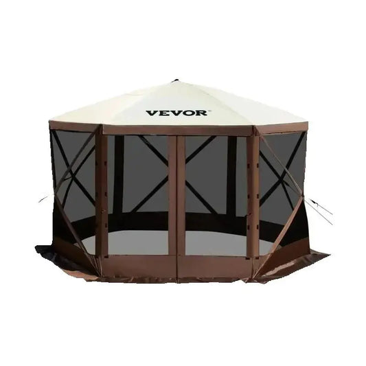 SucceBuy Pop-up Camping Gazebo Camping Canopy Shelter 6 Sided 12' x 12' / 10' x 10'