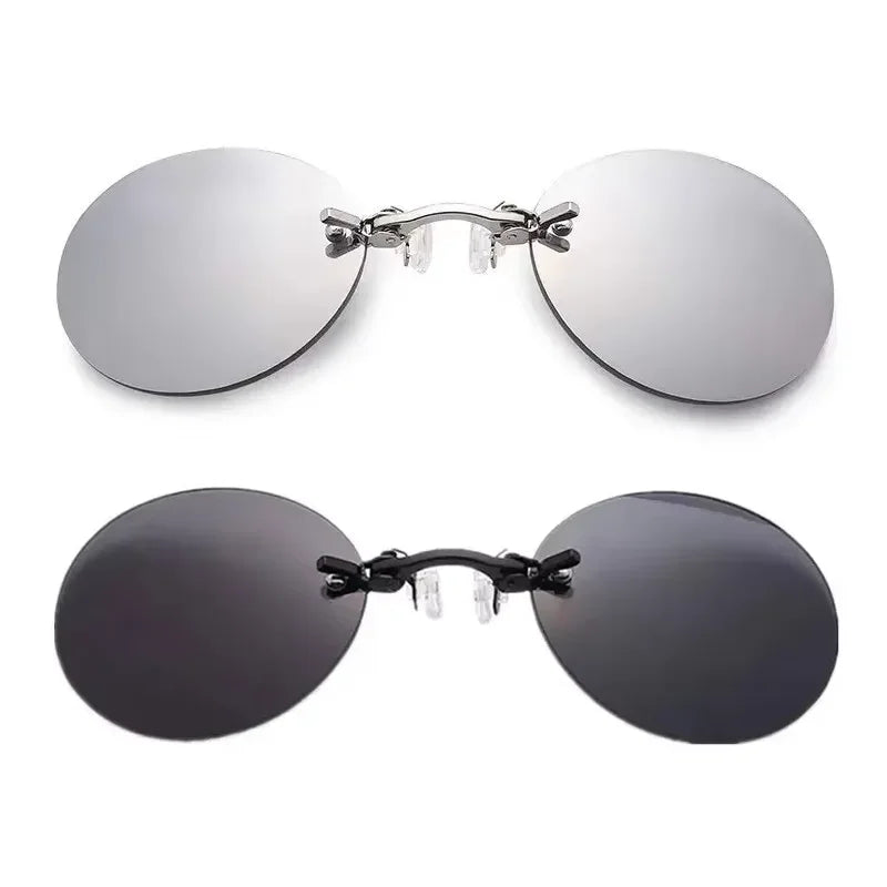 1-2PCS Clip On Nose Glasses Round Rimless Matrix Morpheus Sunglasses
