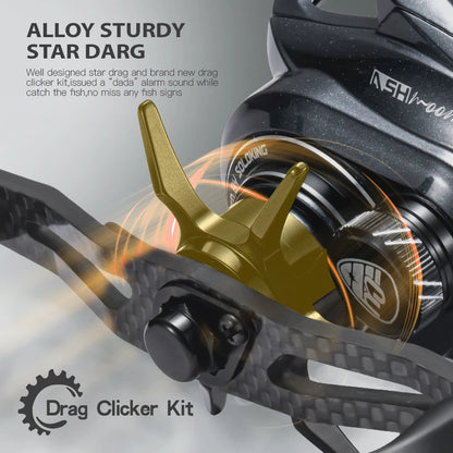 SOLOKING ASHMOON Alloy Baitcasting Reel 12+1BB 6KG Power Long Handle