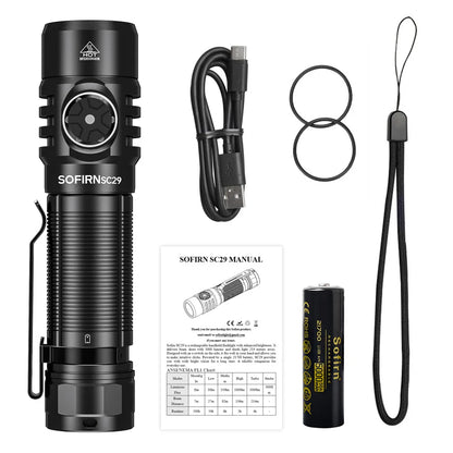 Sofirn SC29 3000 Lumens EDC Flashlight Rechargeable