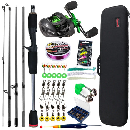 Sougayilang Baitcasting Fishing Rod and Reel Combo 5Section Fishing Rod and 7.2:1 Gear Ratio Reel Full Kit