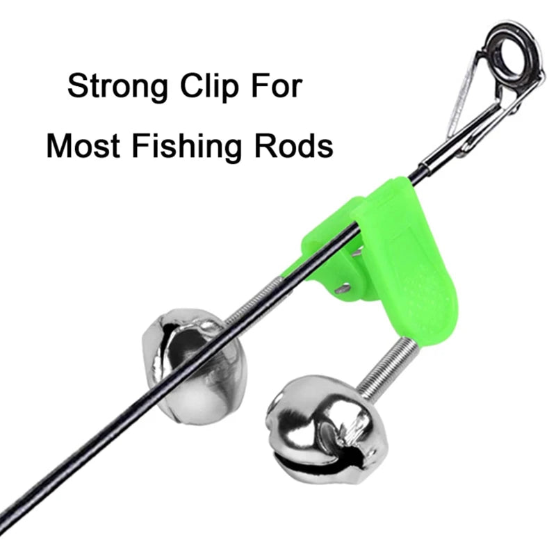 10-1PC Fishing Bite Alarms Fishing Rod Bells Tip Clip Bells Ring Green ABS