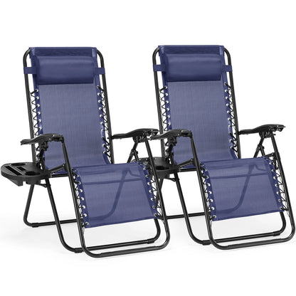 JHK Zero Gravity Portable Recliner  Chair with Cup Holder Trays Adjustable