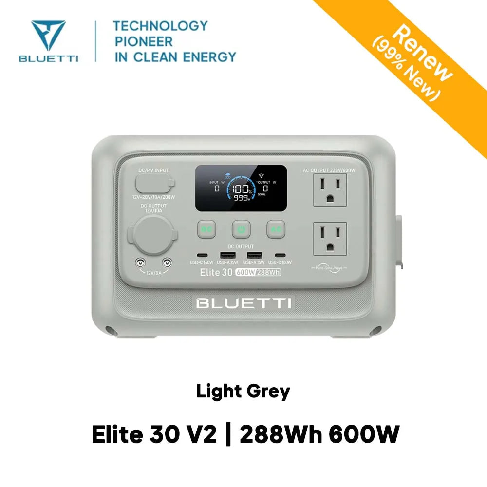 【Renew】BLUETTI Elite 30 V2 Portable Power Station 288Wh 600W Peak Large Capacity Solar Generator