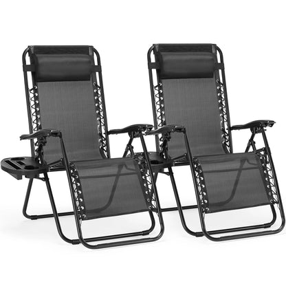 JHK Zero Gravity Portable Recliner  Chair with Cup Holder Trays Adjustable