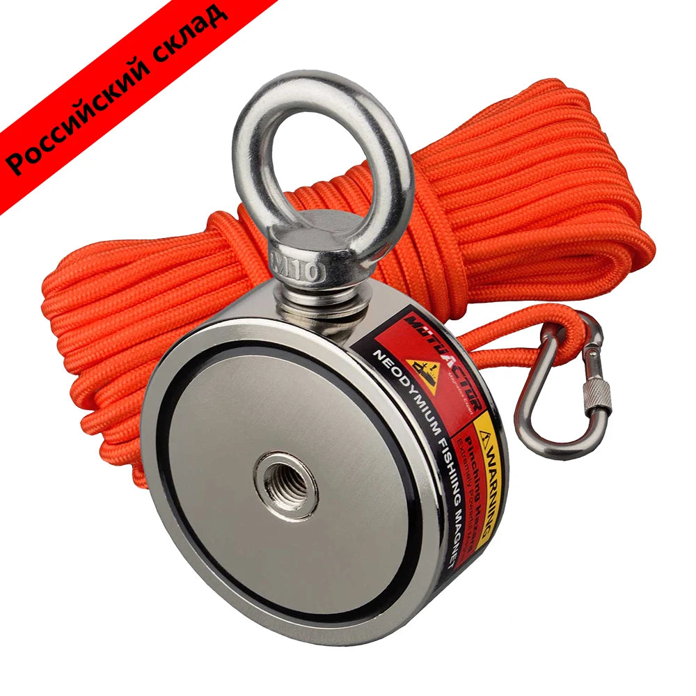 160KG*2 Strong Neodymium Magnet Double Side Super Power  Fishing Magnet with Searching Rope