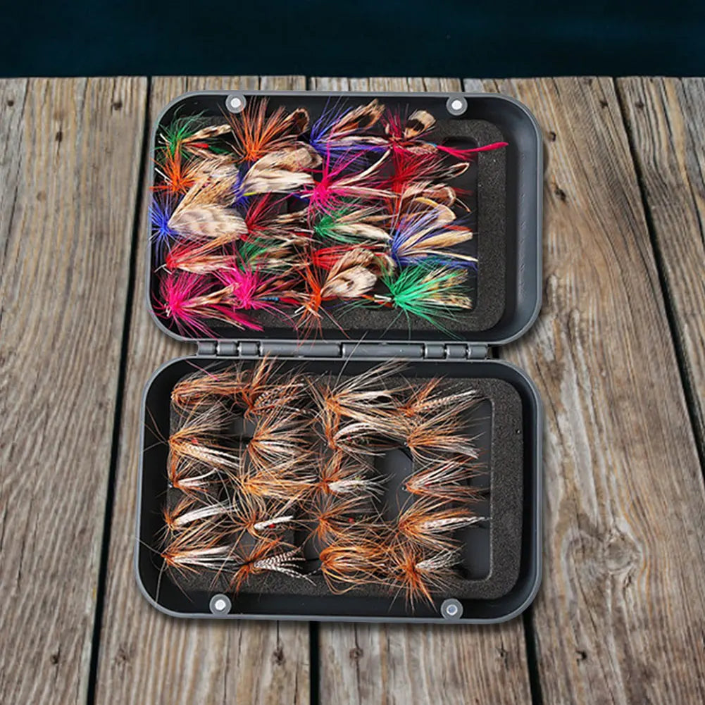 60/41pcs Box Bionic Fly Hook Set Artificial Insect Fishing Baits  with box