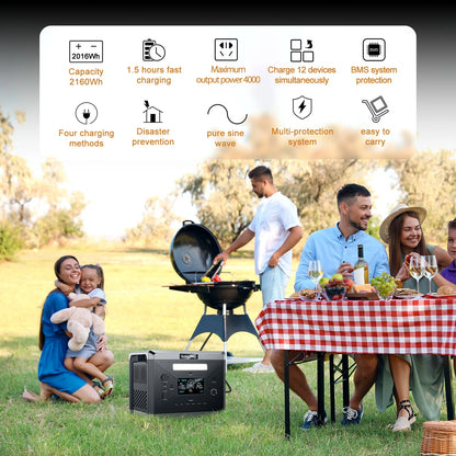 SOLARPLAY Q2501 Q2402M Portable Power Station 2160WH 2304WH LiFePO4 Battery with 2400W/2500W (4800W Peak) Solar Generator