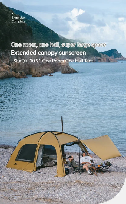 Naturehike Dunes 10.9 Camping Tent 6 People 4 Seasons Dome Extended Canopy Outdoor Waterproof Large  Tent With Chimney Hole