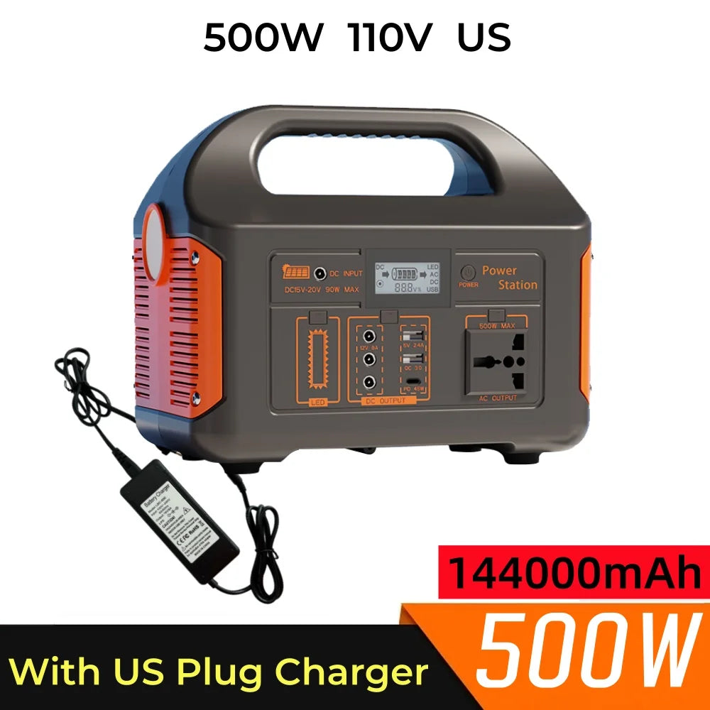 jsdsolar 300W 500W Portable Solar Power Station Generator 110V220V LED Light Emergency Solar Power Bank for Home Outdoor Camping