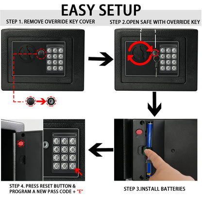 Ireproof Safes with Fireproof Money Bag Sensor Light Digital Keypad Home Safe