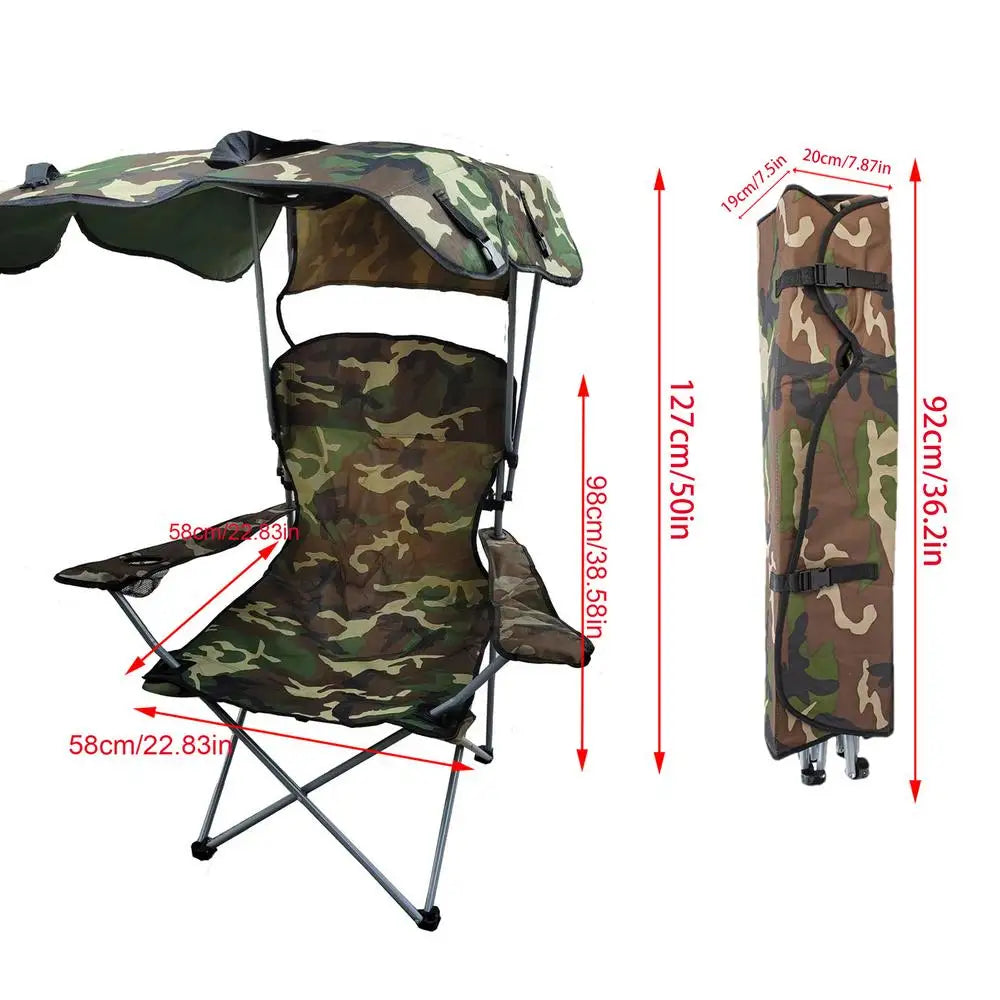 Folding Chair With Sun Shield Camping Lounge Chair Portable Lightweight & Sturdy Foldable Seat