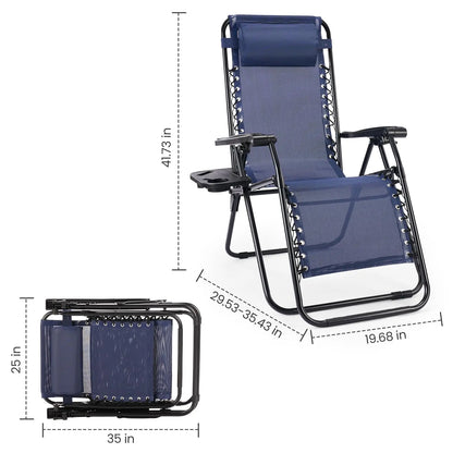 JHK Zero Gravity Portable Recliner  Chair with Cup Holder Trays Adjustable