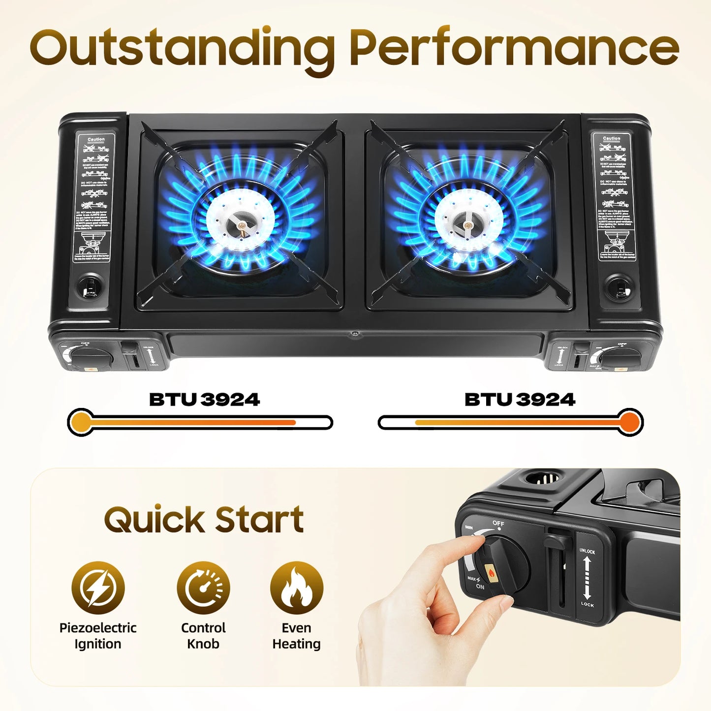Double Head Barbecue Gas stove with Baking Tray   Outdoor