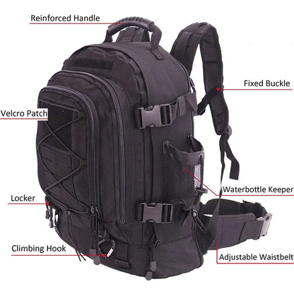 60L Military Tactical Backpack Army Travel Hiking Rucksacks Camping Hunting