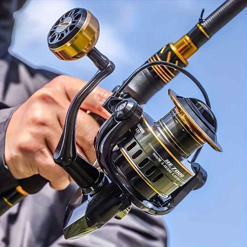 Spinning reels with metal spool and metal rocker arm, 5.2:1 gear ratio,