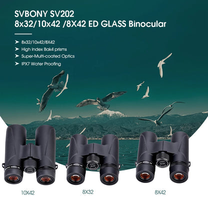 Svbony SV202 8X32/8x42/10x42/10X50 ED Binoculars IPX7 Magnesium Alloy Body long range Binoculars