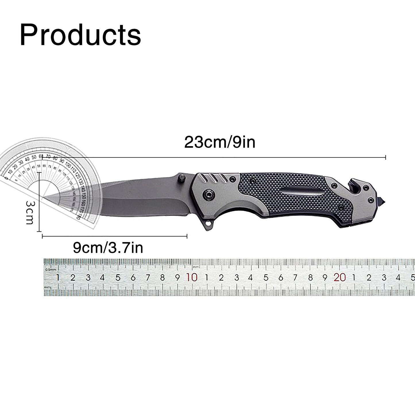 Folding knife with clip, EDC small knife with webbed opening and padded lock,