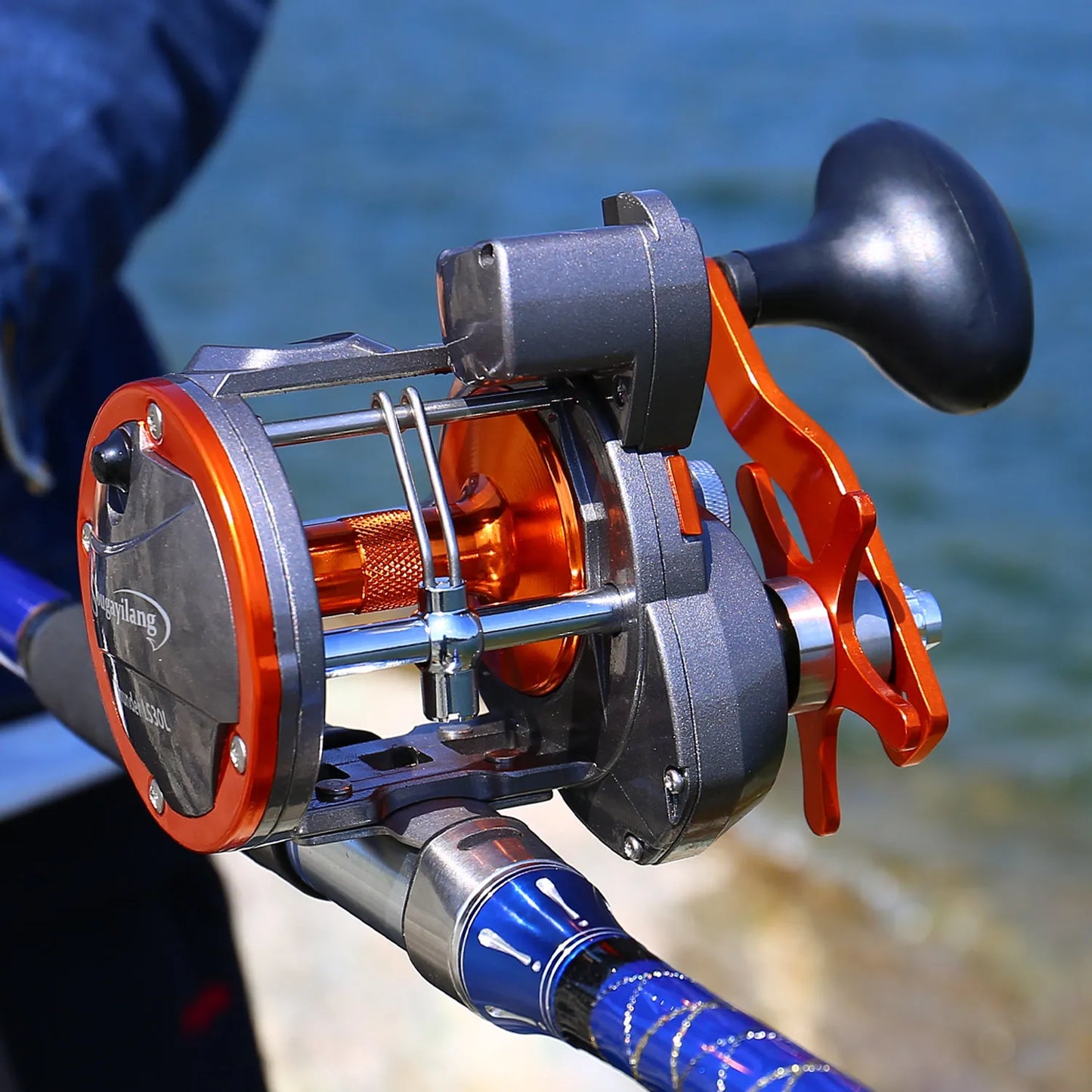 Sougayilang Line Counter Trolling Reel Conventional Level Wind Fishing Reel for Sea Bass Grouper 4.1:1/6+1BB Max Drag 30Kg