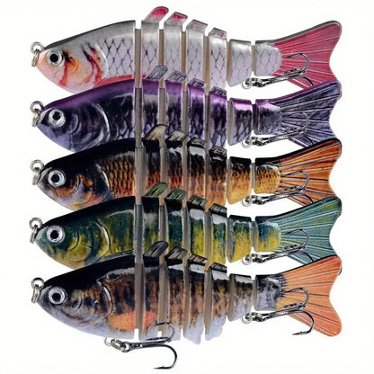 5pcs Multi Jointed Bait 7-Segment Fishing Lures  Bionic Wobbler