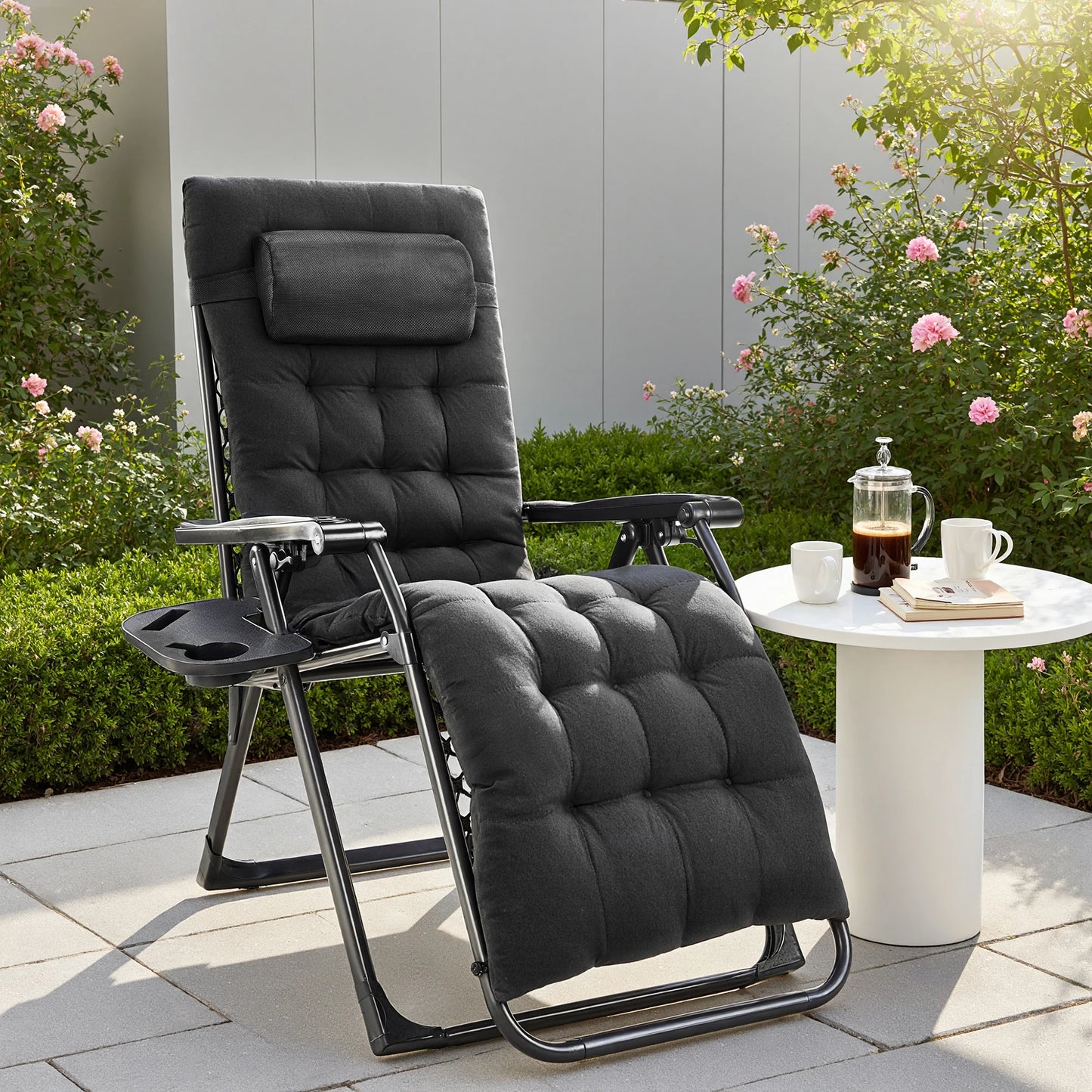 JHK Zero Gravity Portable Recliner  Chair with Cup Holder Trays Adjustable