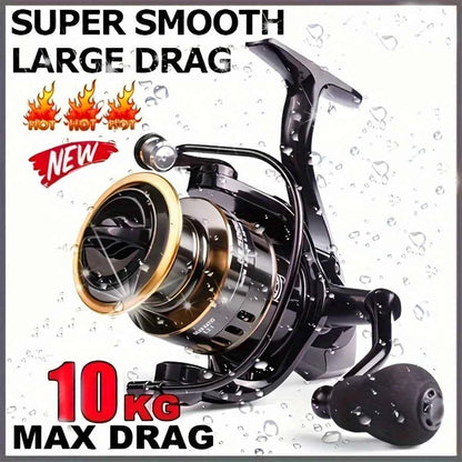 Spinning reels with metal spool and metal rocker arm, 5.2:1 gear ratio,