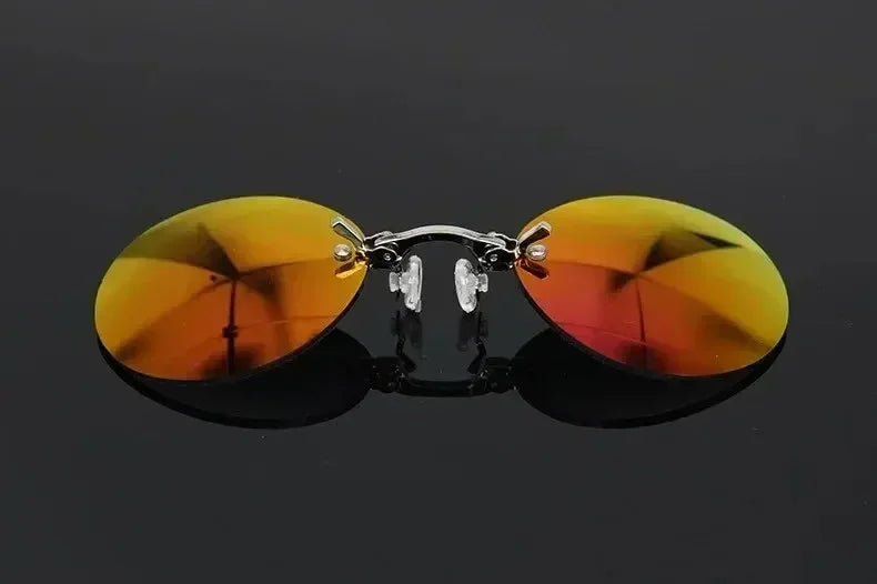1-2PCS Clip On Nose Glasses Round Rimless Matrix Morpheus Sunglasses