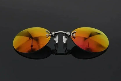 1-2PCS Clip On Nose Glasses Round Rimless Matrix Morpheus Sunglasses