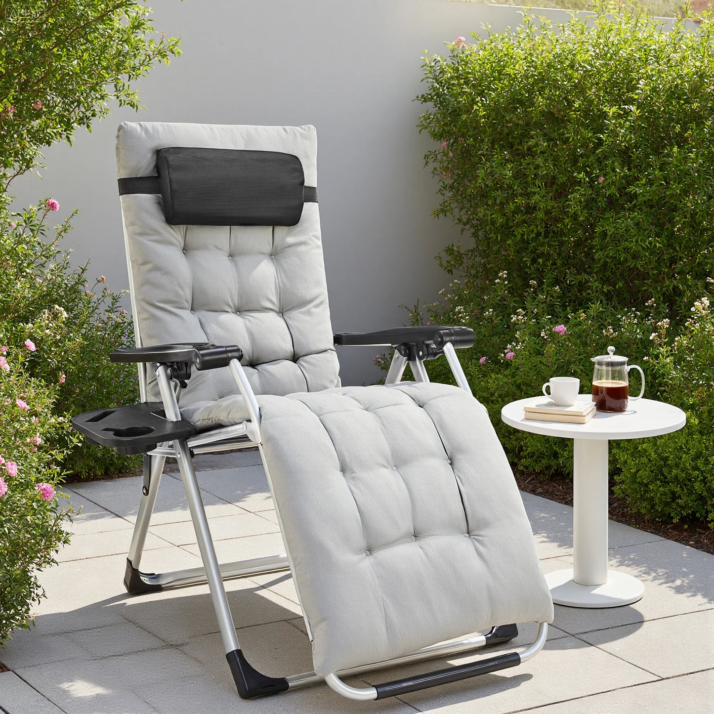 JHK Zero Gravity Portable Recliner  Chair with Cup Holder Trays Adjustable