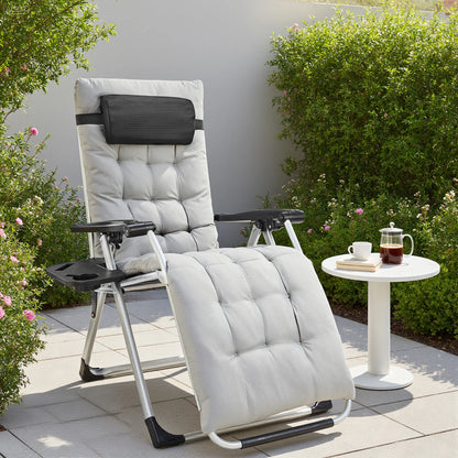 JHK Zero Gravity Portable Recliner  Chair with Cup Holder Trays Adjustable