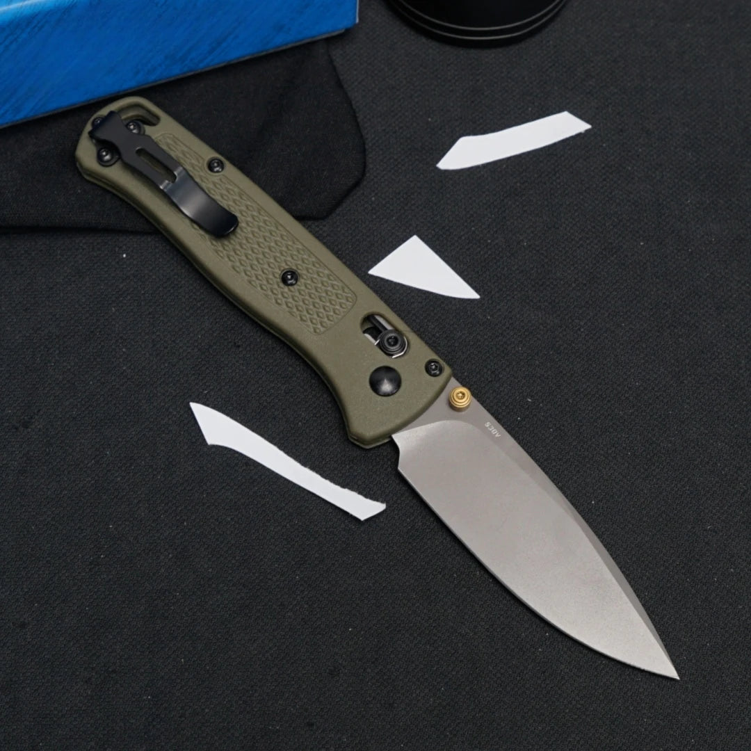 535 Outdoor Folding Knife (Military Green Grey Blade), Fiberglass Handle, Fishing, Hiking,