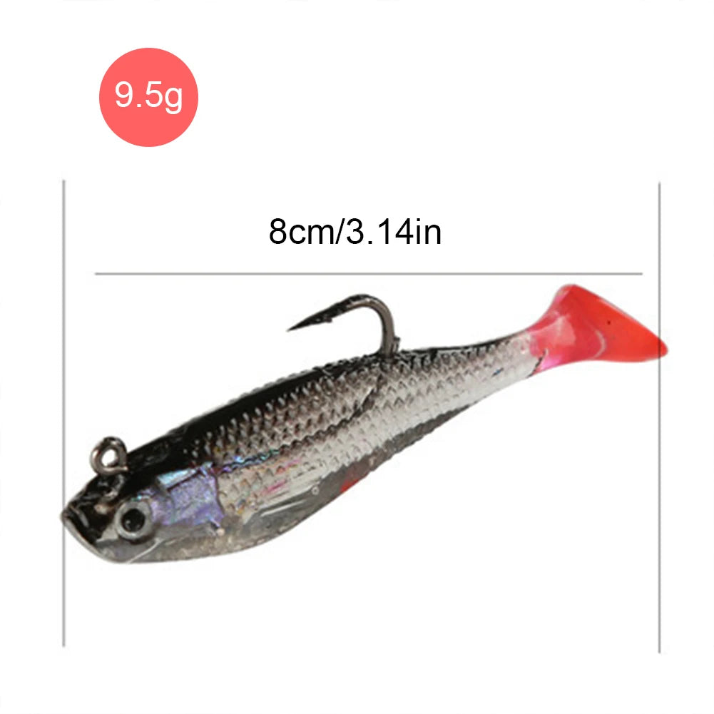 5pcs/lot Fishing Lures 80mm 9.5g Soft Lure Wobblers T Tail Soft Bait Artificial Baits Swimbait for Pike Bass Lure