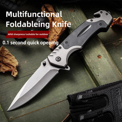 Folding knife with clip, EDC small knife with webbed opening and padded lock,