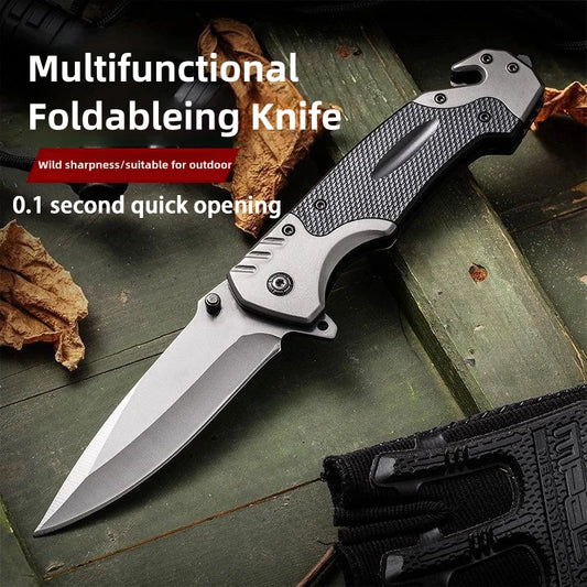 Folding knife with clip, EDC small knife with webbed opening and padded lock,