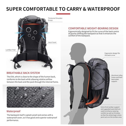 Naturehike Outdoor Mountain Backpack 60+5L Waterproof High Capacity With Rain Cover