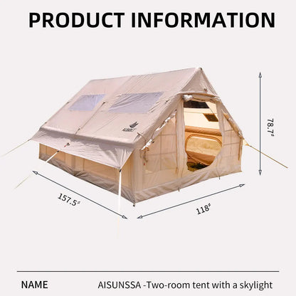 Camping Inflatable Tent for Family, PVC Skylight Air Tube, Camp Base Tents, 12 Square Meters, Large Space, 6-8 Person