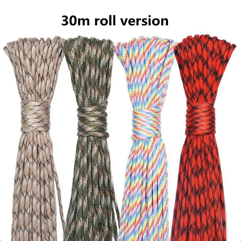 5M/15M/30M 7-Core 550 Paracord 4mm Parachute Cord Outdoor Camping