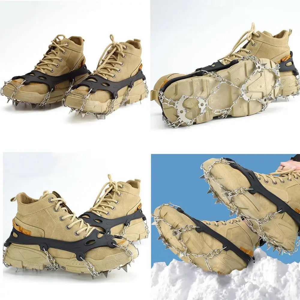19 Teeth Steel Ice Gripper Spike for Shoes Anti Slip Climbing Hiking Snow Spikes Crampons Cleats Grips Boots Cover crampons