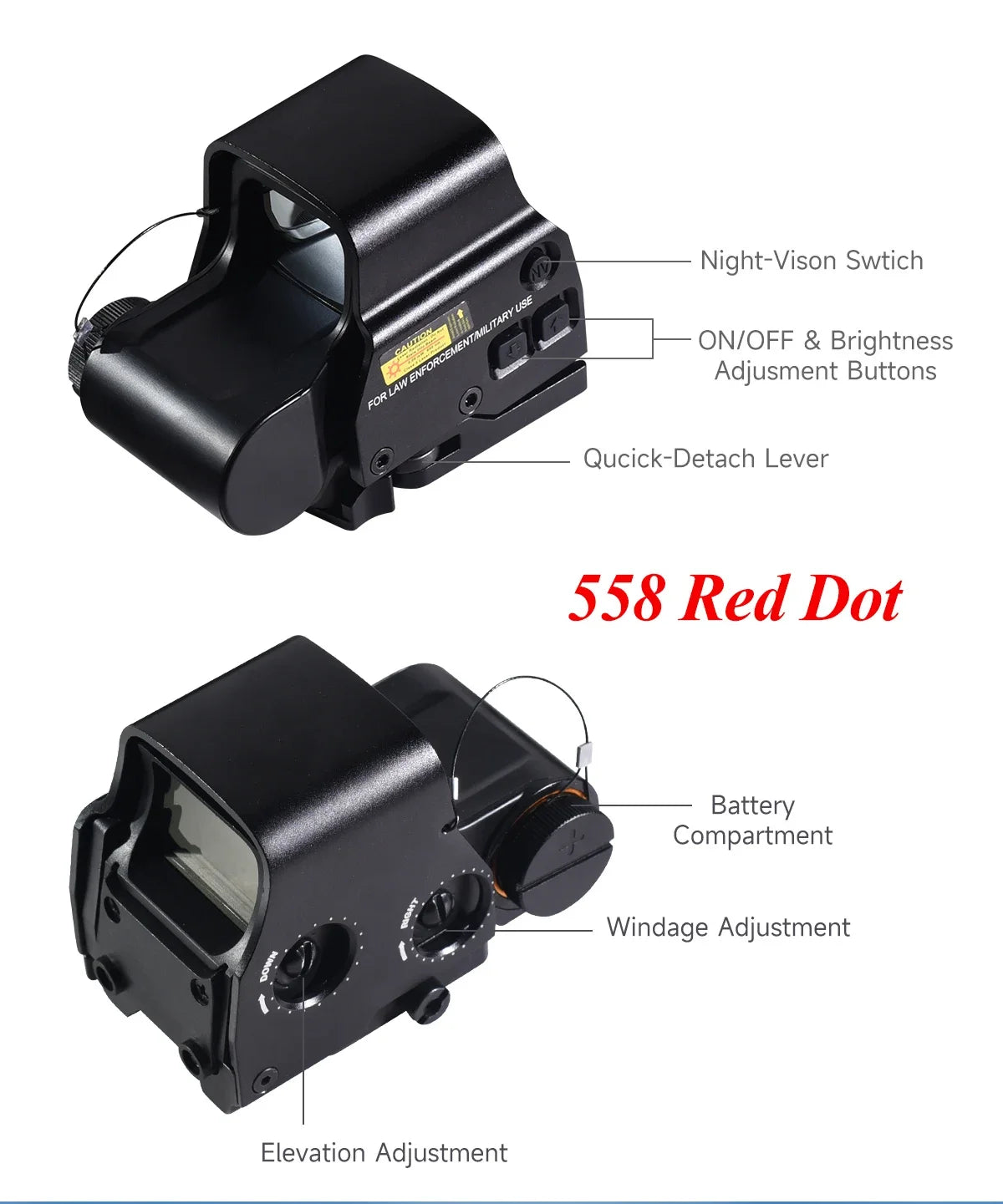 558 G33 Combo Hunting Holographic Sight Red Green Dot Reflex Tactical G43 G45 3X 5X Magnifier Sight Folding Side Flip Riflescope