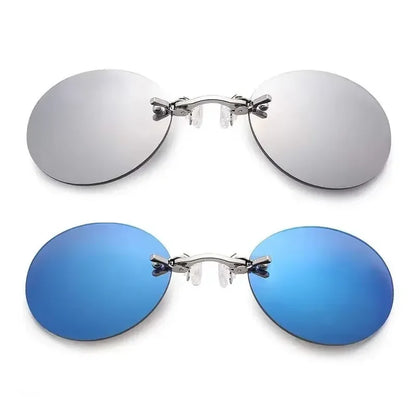 1-2PCS Clip On Nose Glasses Round Rimless Matrix Morpheus Sunglasses