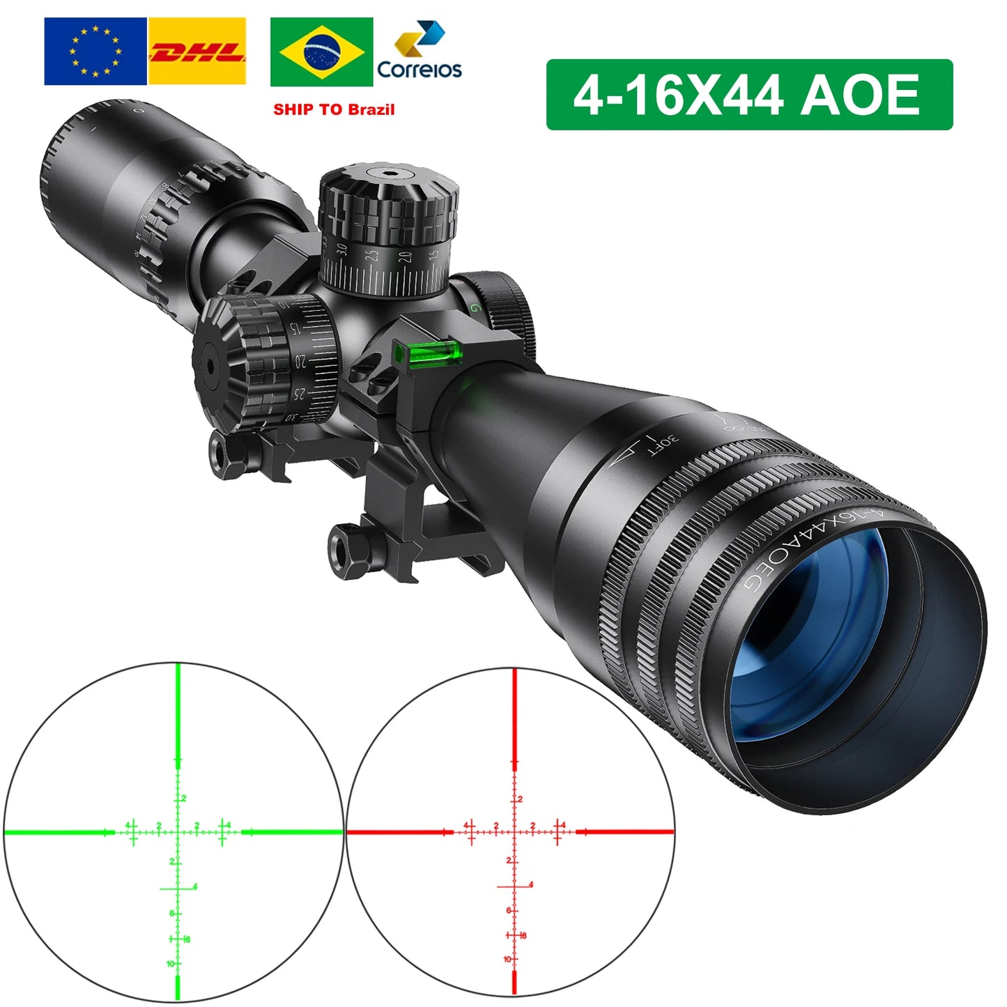 Tactical 4-16x44 AOE Riflescope Hunting Scopes Tactical  Red Green Illuminated Sight Sniper