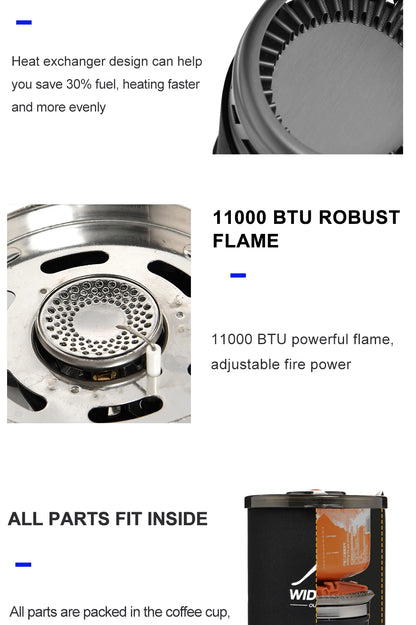 Widesea Camping Cooking System with Heat Exchanger Outdoor Gas Stove Burner