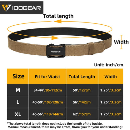 IDOGEAR Tactical Ratchet Belt 1.25” EDC Gun Belt Heavy-Duty Nylon CCW Belts